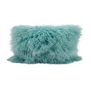Ice Blue Genuine Mongolian Lamb Fur Pillow 12 X 20 (2 pillows)